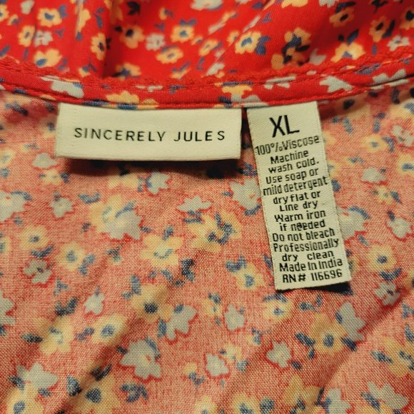 NWOT Sincerely Jules Womans Size XL Floral Dress Ruffles Flutter Sleeves - Picture 7 of 9